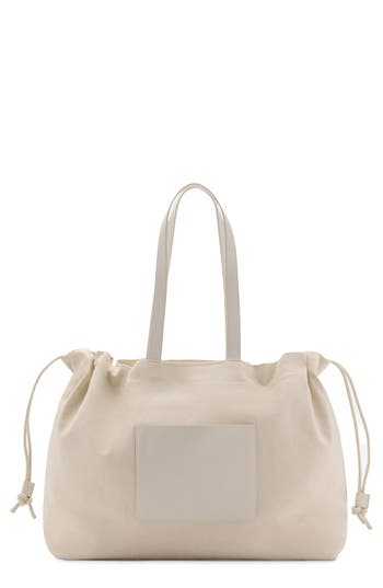 Mango Cotton Canvas & Leather Shoulder Bag In Sand
