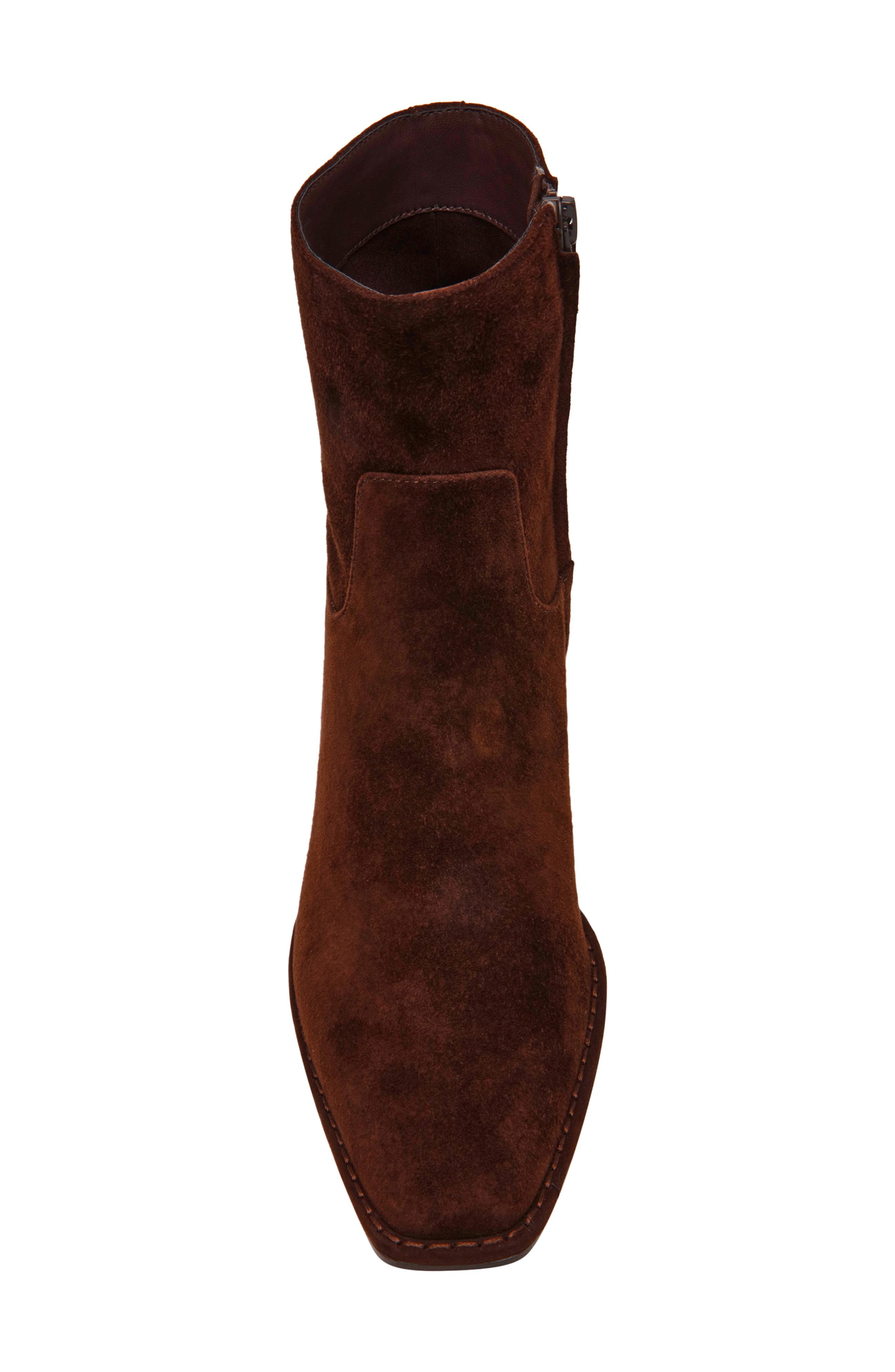 Define Block Heel Bootie, Alternate, color, DARK BROWN SUEDE