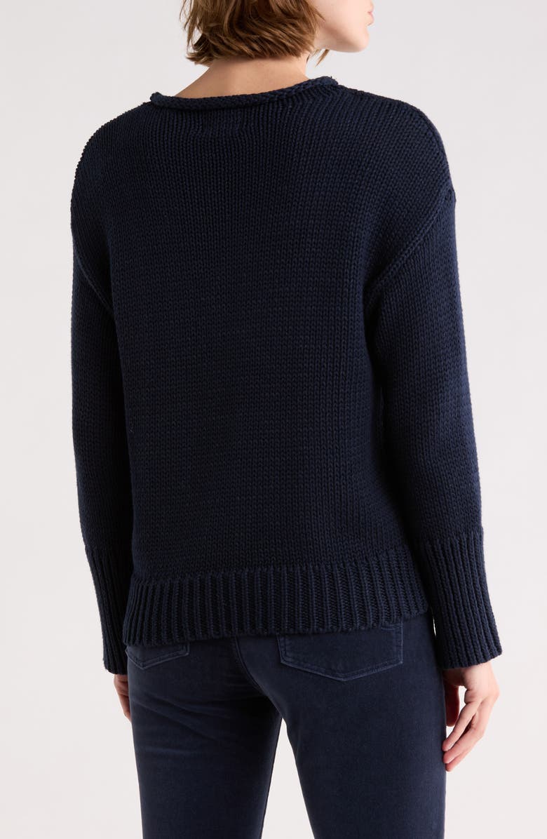ELIE ELIE TAHARI Rolled Neck Cotton Sweater, Alternate, color, Navy
