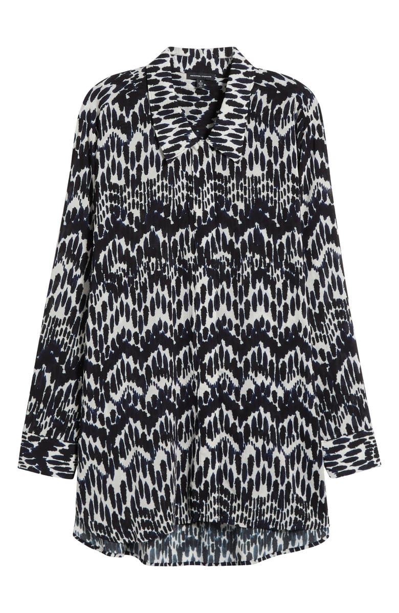 Universal Standard Toni Print High-Low Tunic Top, Alternate, color, Navy Paint Print