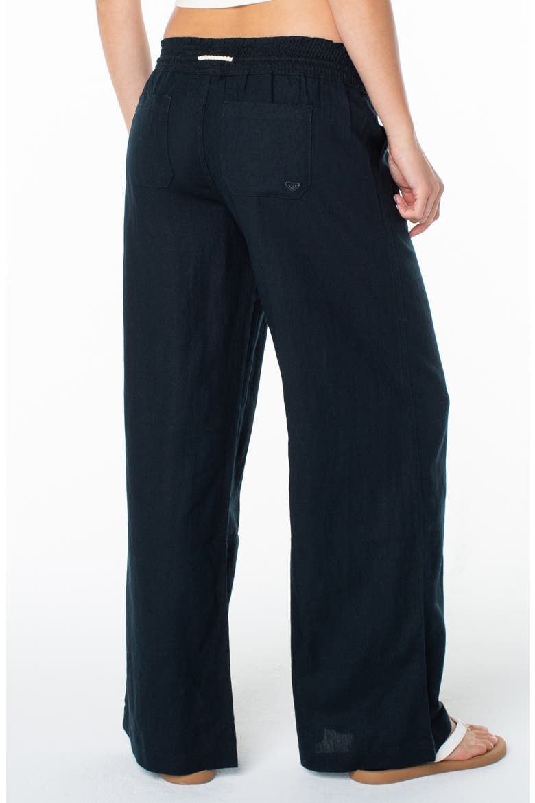 Oceanside Wide Leg Linen Blend Drawstring Pants, Alternate, color, ANTHRACITE