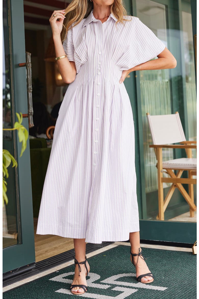 Maude Waist Detail Shirtdress, Alternate, color, Lavender