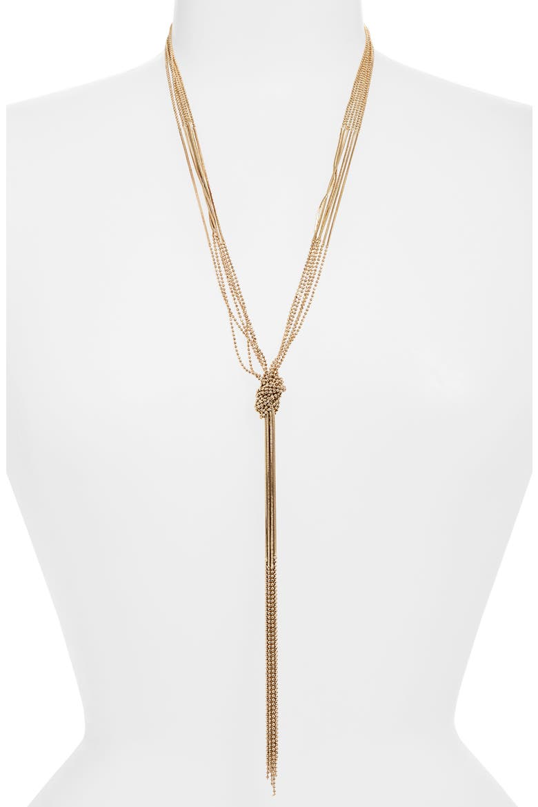 Knotted Multichain Y-Necklace, Alternate, color, GOLD
