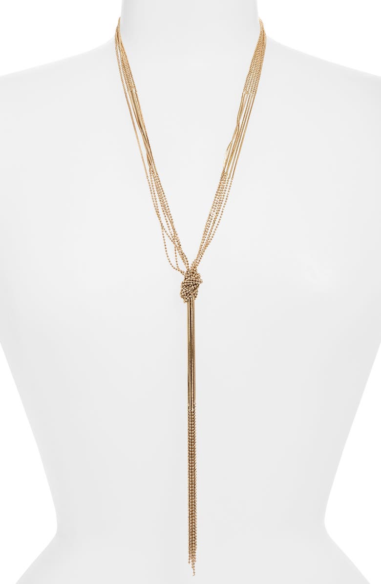 Tasha Knotted Multichain Y-Necklace, Alternate, color, Gold
