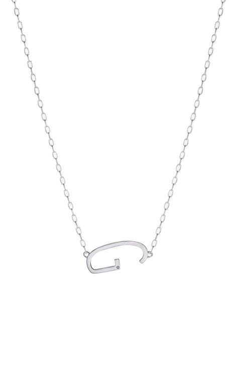 Silver Elongated Initial Pendant Necklace