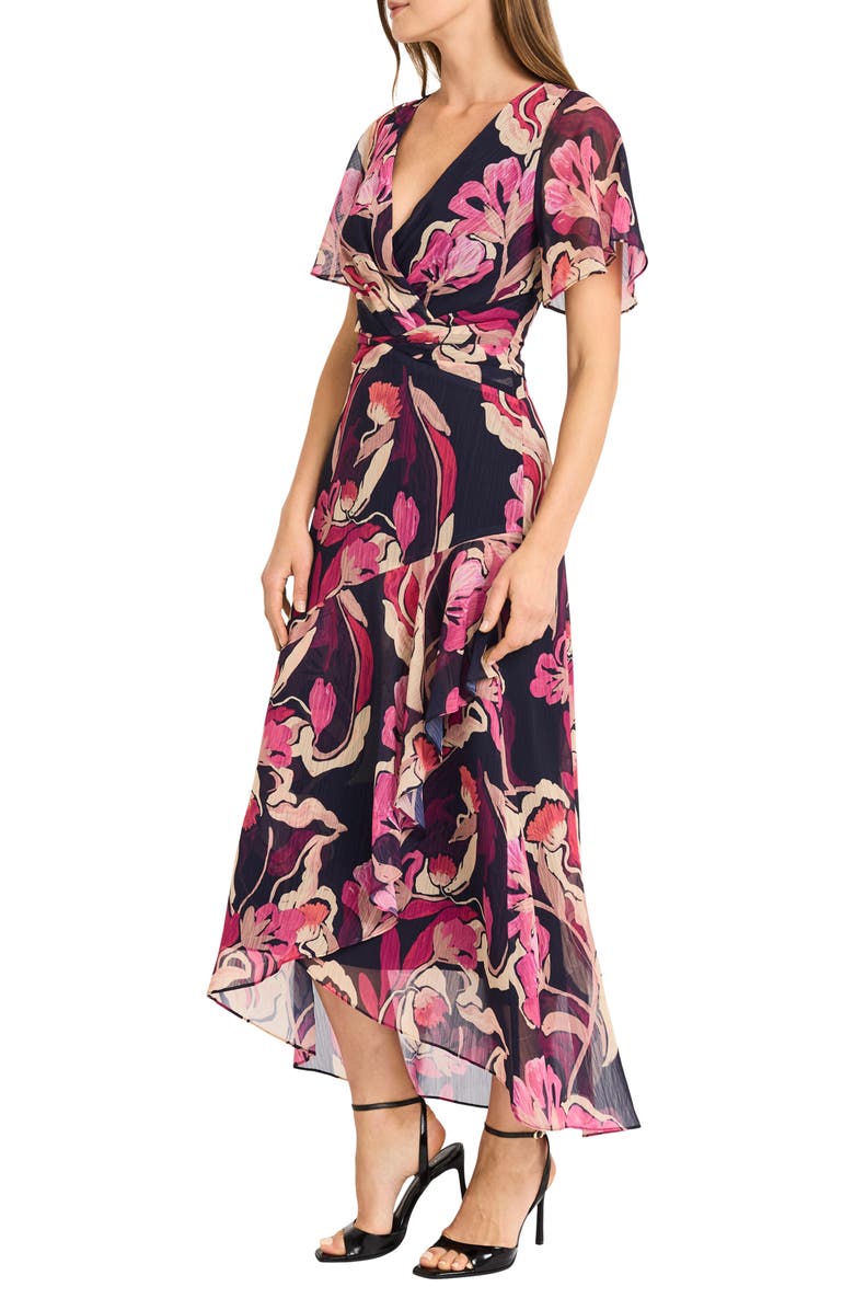 Maggy London Printed Chiffon Maxi Dress, Alternate, color, Black/ Apricot