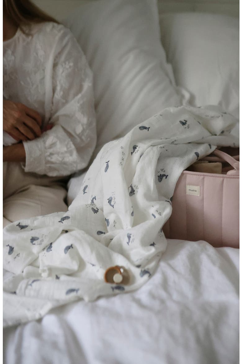 Muslin Swaddle Blanket, Alternate, color, WHALES