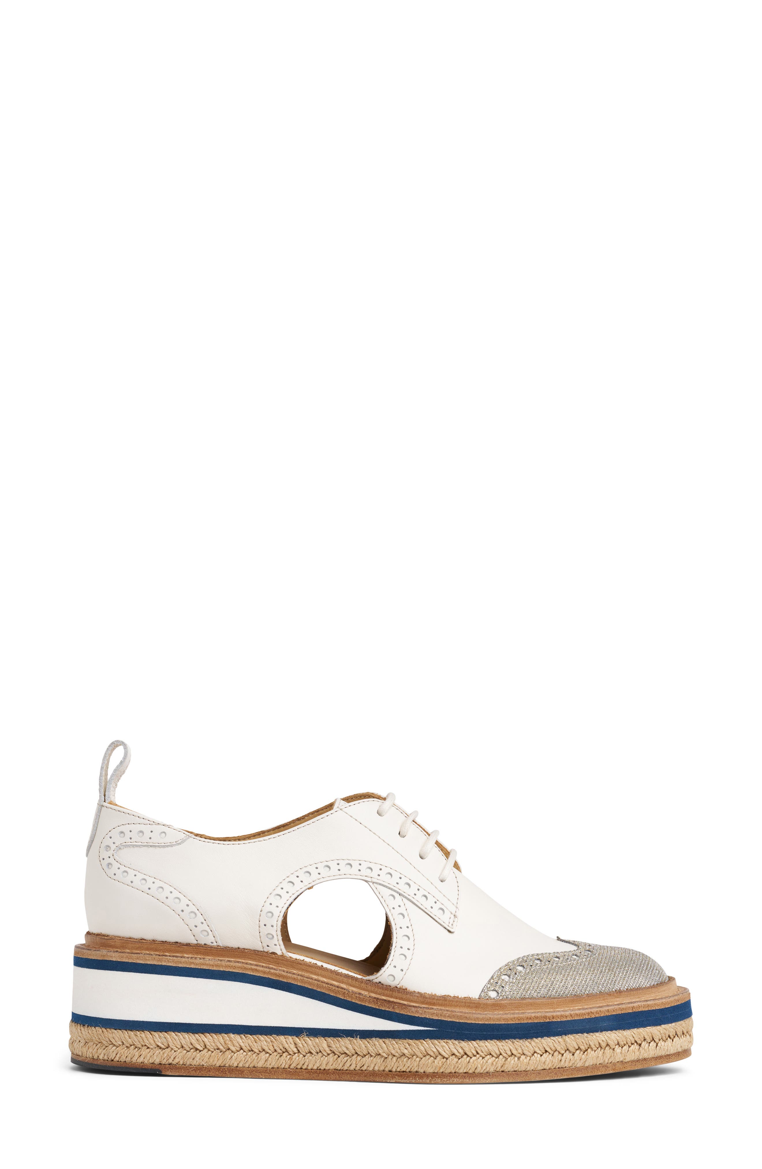 THE OFFICE OF US Ms. Sherman Leather Derby, Alternate, color, White Metallic
