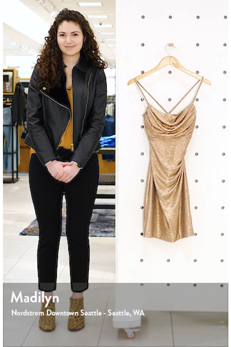 Cowl Neck Shimmer Body-Con Dress video