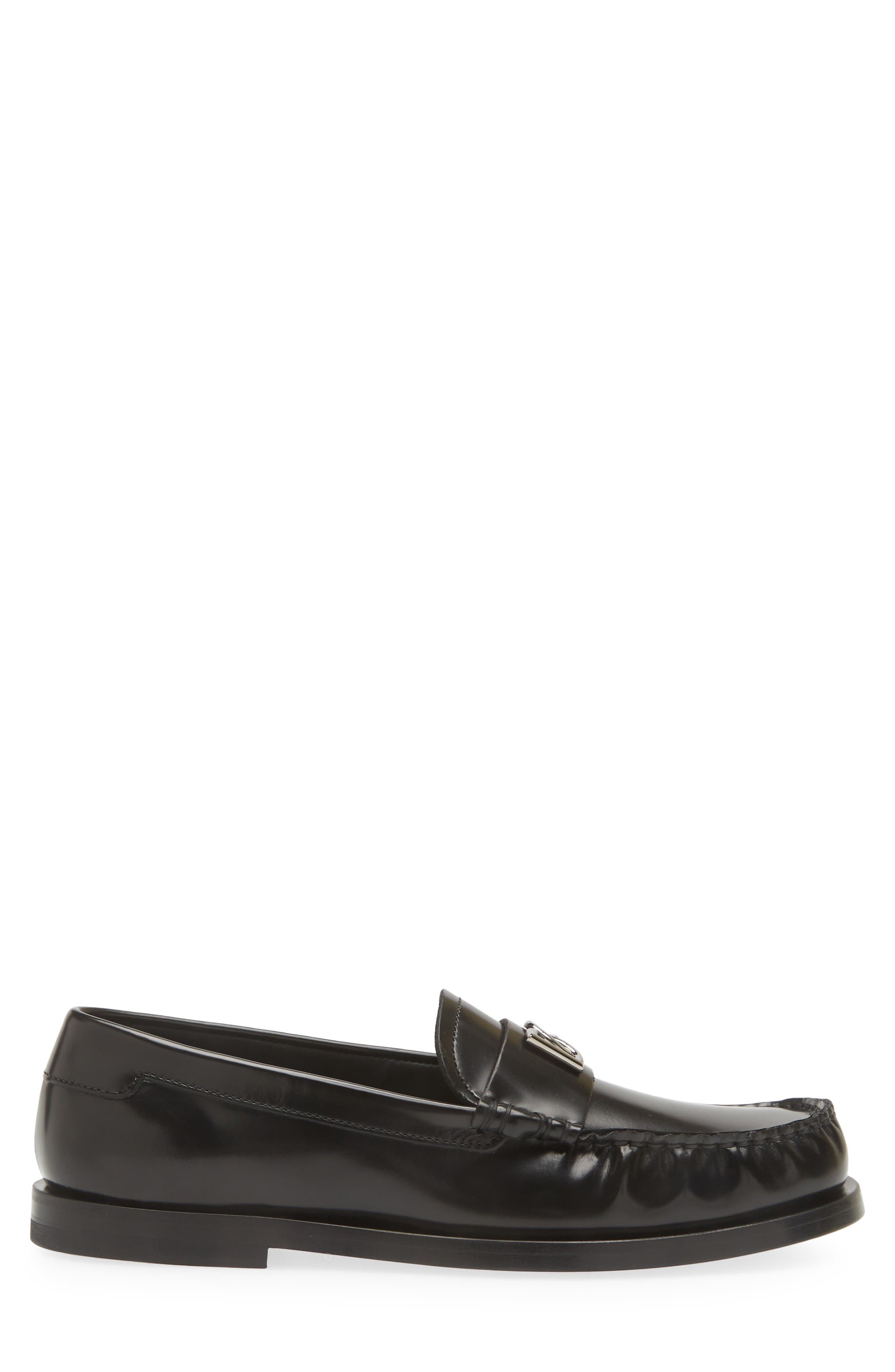 Dolce&Gabbana Logo Moc Toe Loafer, Alternate, color, Nero