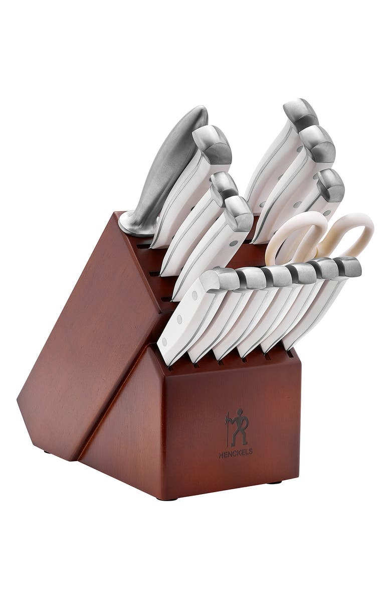 HENCKELS CUTLERY Statement 15-Piece Knife Block Set, Alternate, color, White