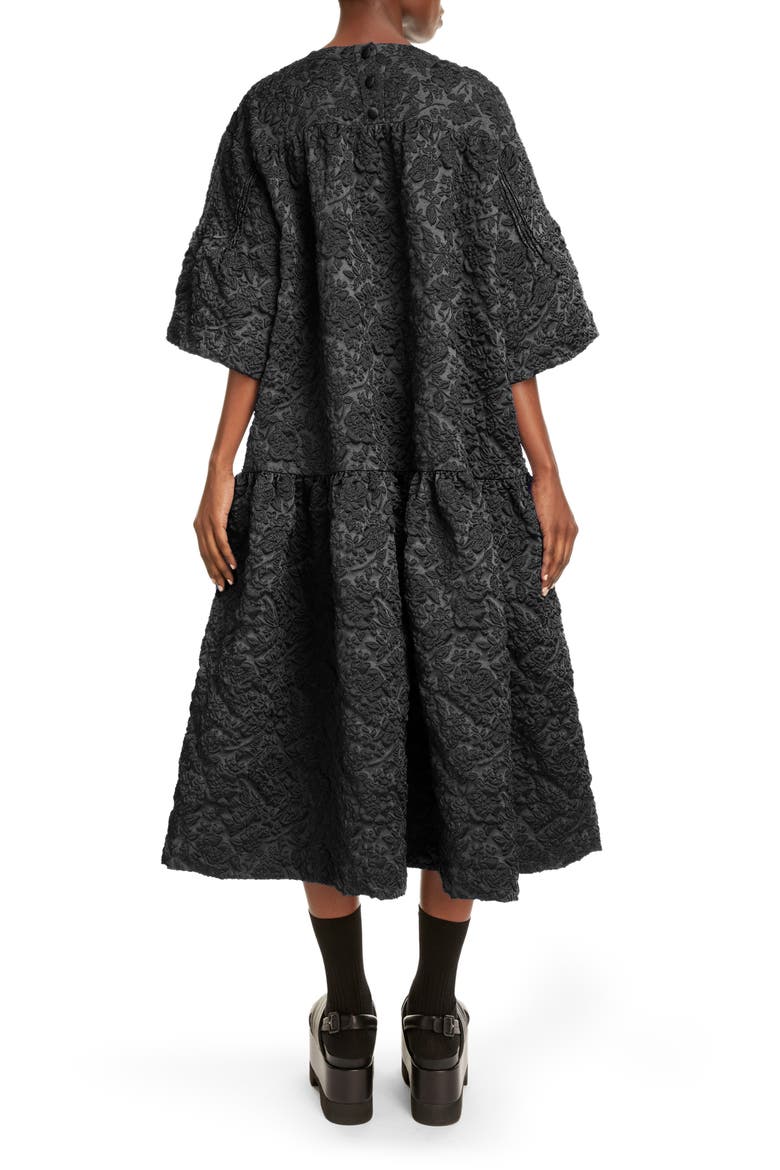 Cloqué Midi Dress, Alternate, color, BLACK