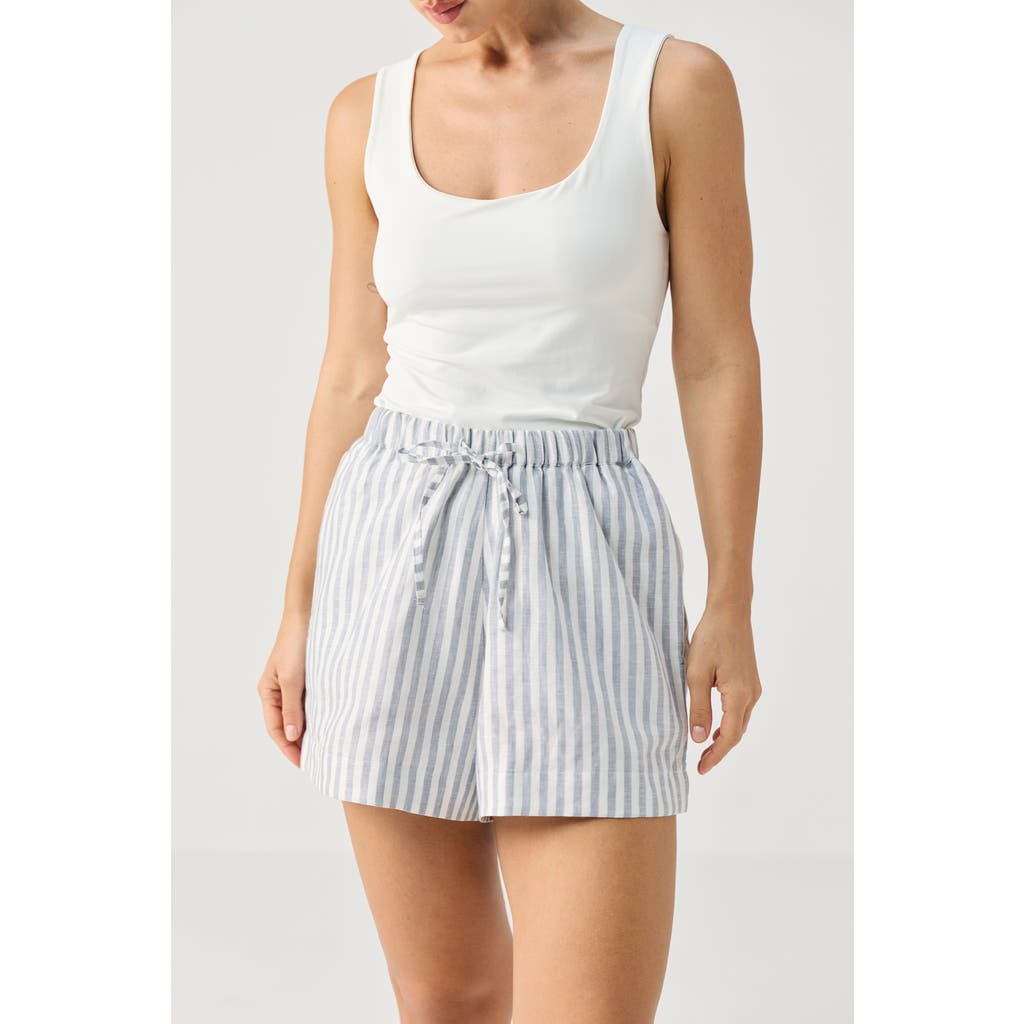 Reistor Relaxed Fit Striped Shorts In Striped Linen