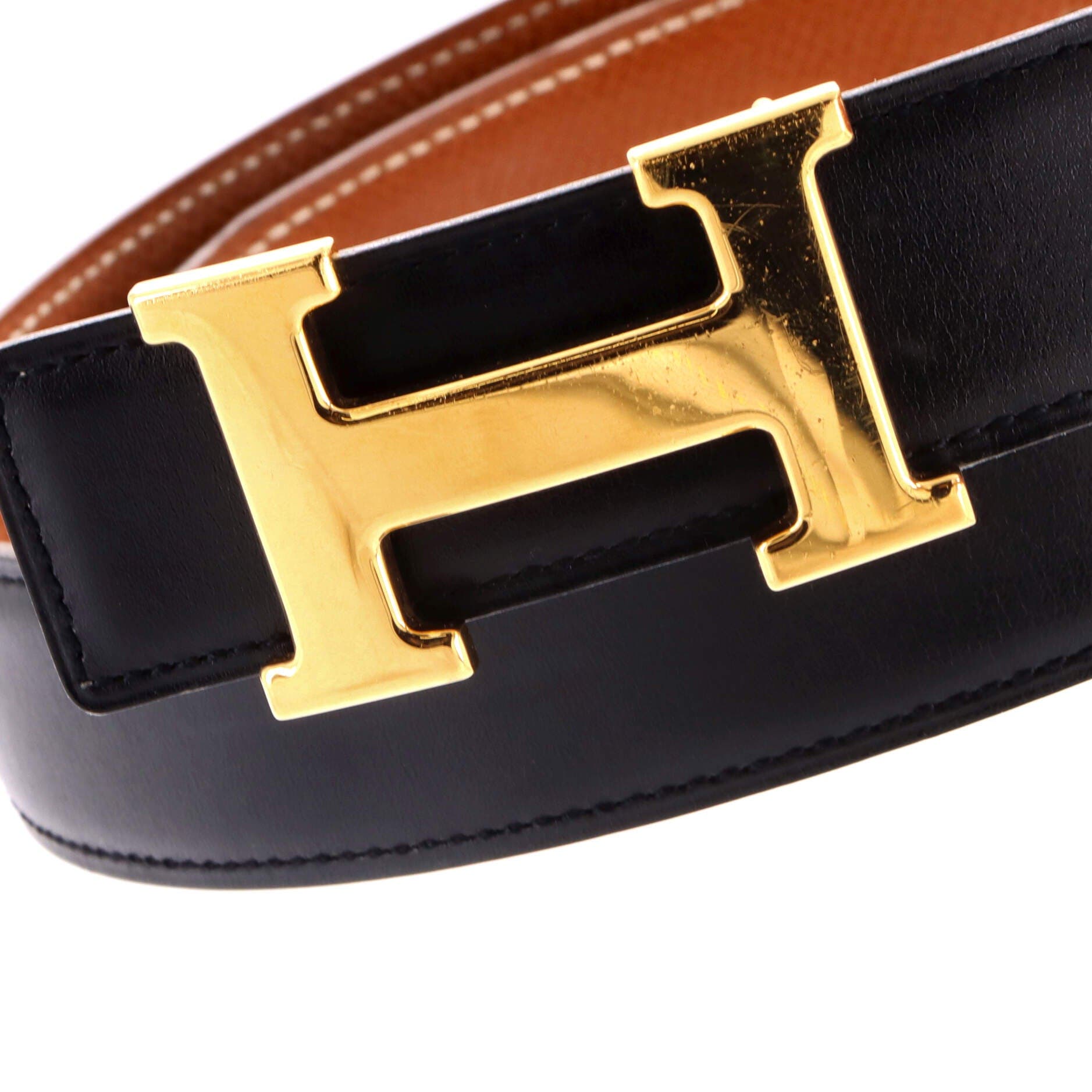 Pre-Owned Hermes Constance Reversible Belt Leather Medium, Alternate, color, Black