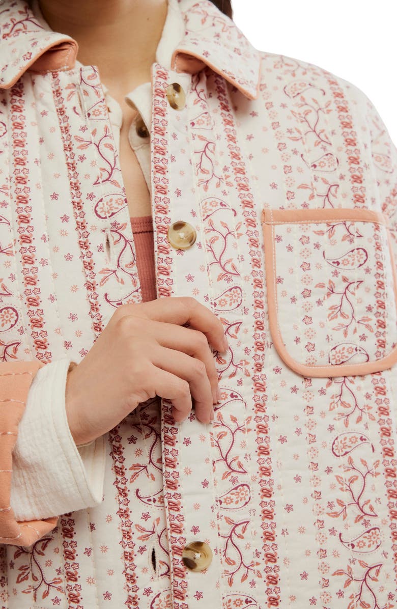 Free People Alexie Print Boxy Quilted Jacket, Alternate, color, Ivory