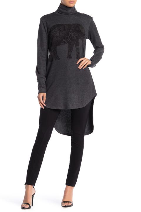 Turtleneck High-Low Tunic Sweater