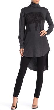 GO COUTURE Turtleneck High-Low Tunic Sweater