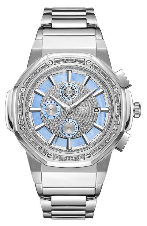 Saxon Diamond Stainless Steel Watch, 44mm - 0.08 ctw