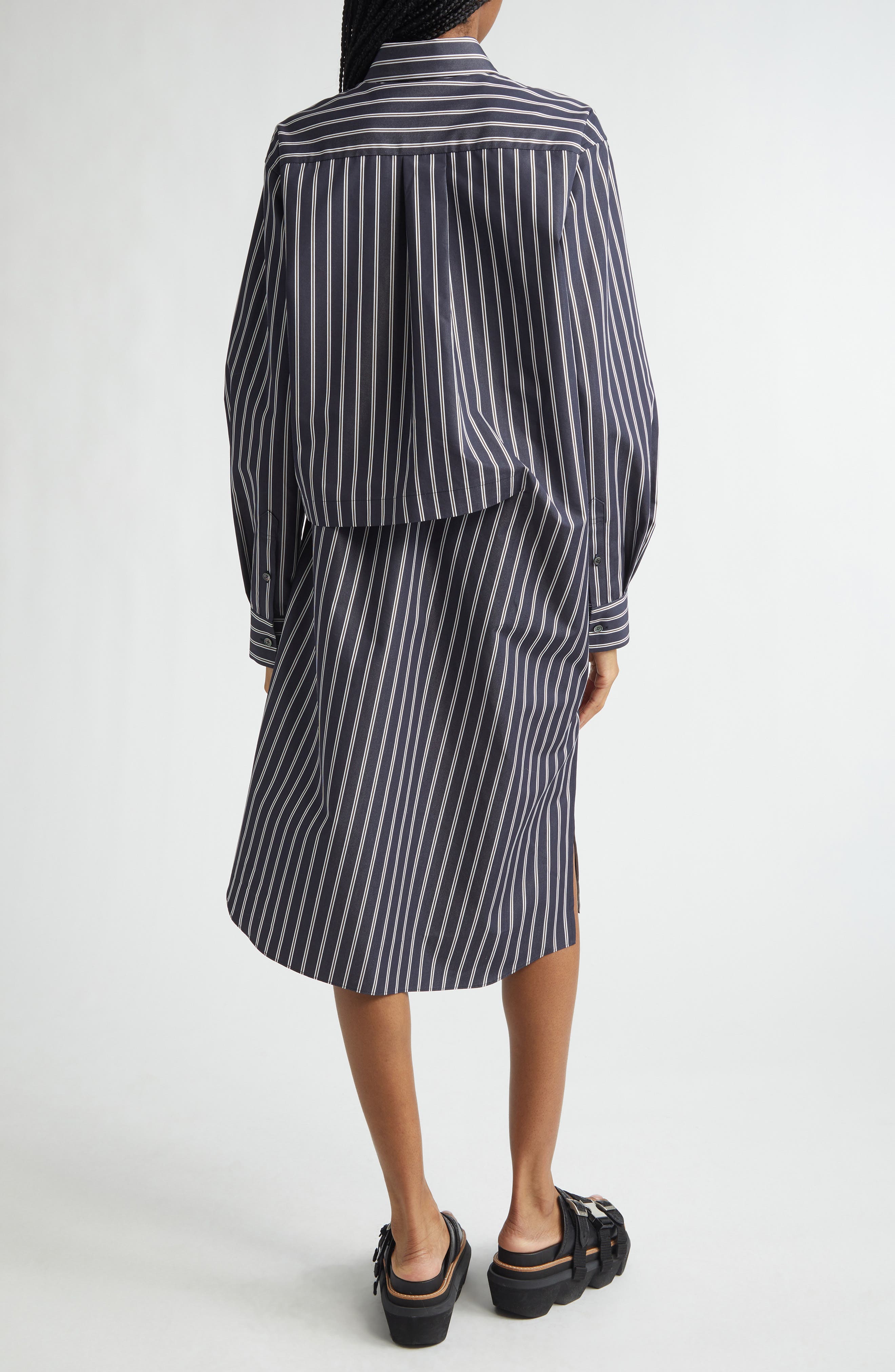 Stripe Long Sleeve Poplin Shirtdress - image 2