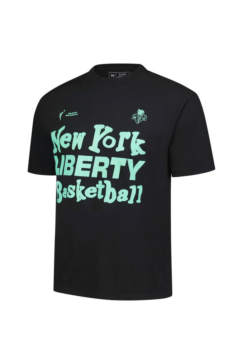 Unisex Playa Society Black New York Liberty Wordmark T-Shirt, Alternate, color, Black