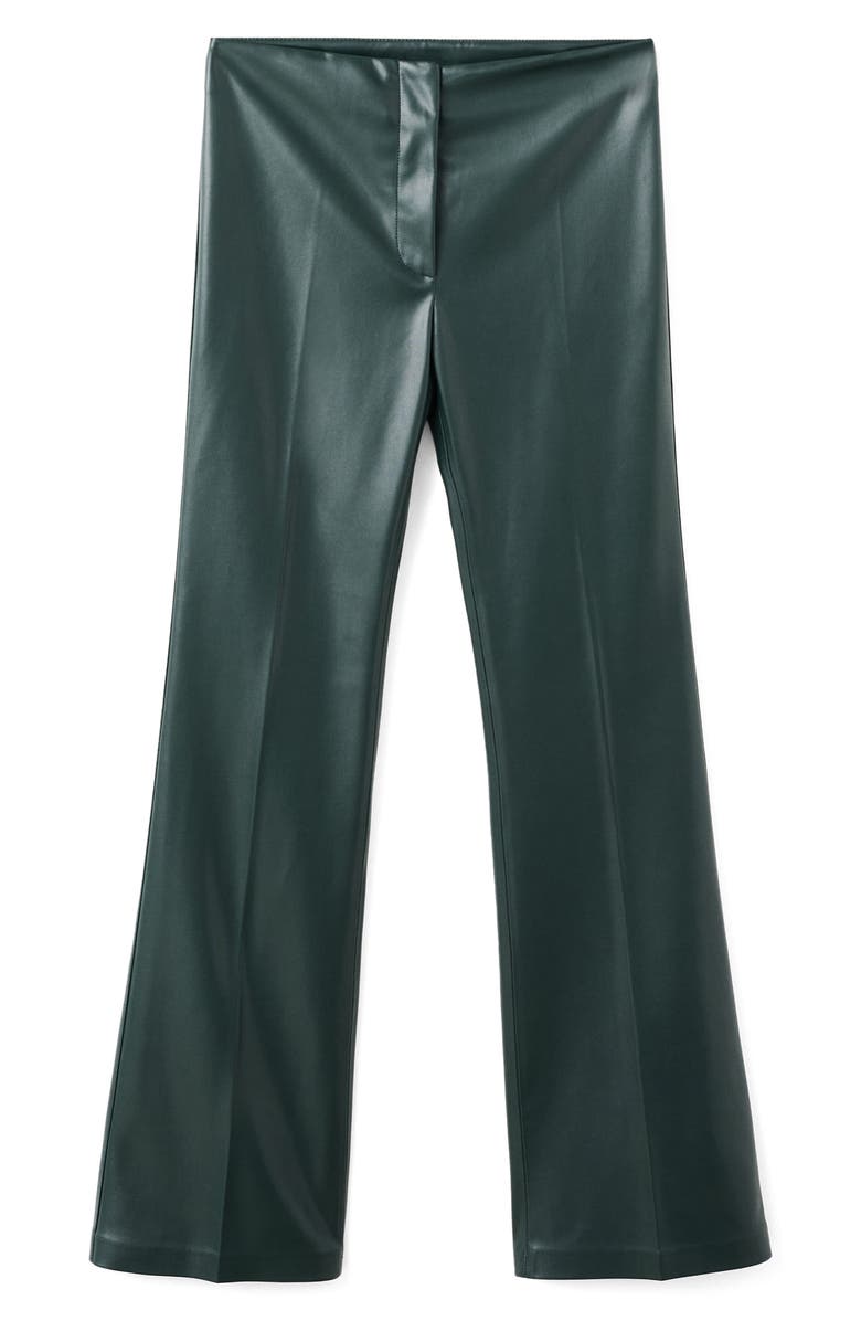 MANGO Slim Fit Faux Leather Flare Pants, Main, color, Green
