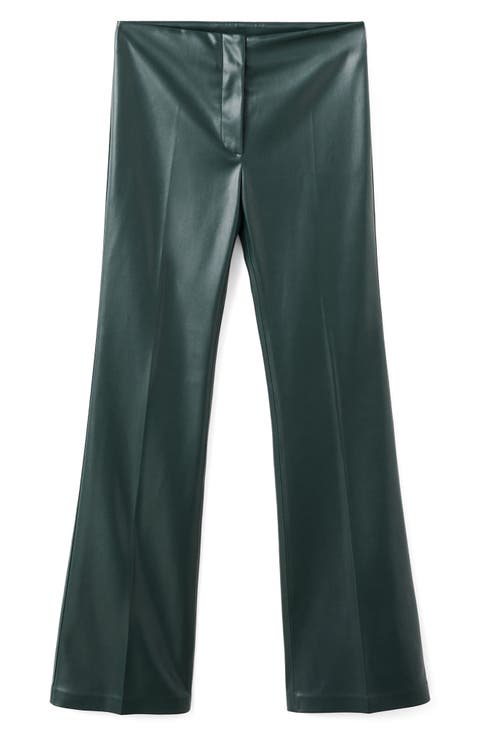 Slim Fit Faux Leather Flare Pants