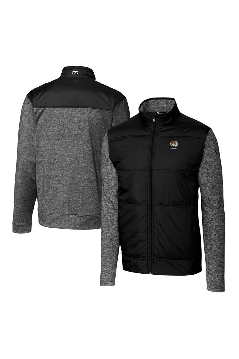 Men's Cutter & Buck Black Missouri Tigers Alumni Logo Stealth Hybrid Quilted Full-Zip Windbreaker Jacket, Main, color, Black