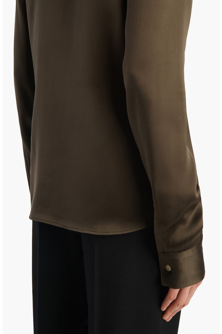 Ivy Silk Button-Up Shirt, Alternate, color, DARK OLIVE