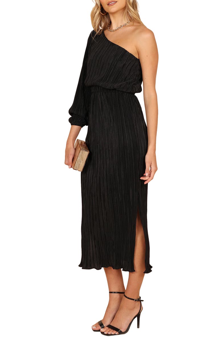 Pontee Plissé One-Shoulder Midi Dress