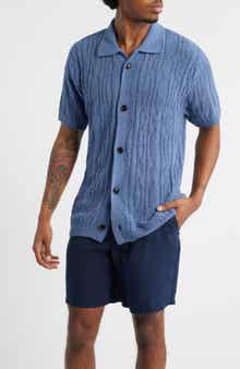 Zefi Salamanca Texture Knit Short Sleeve Button-Up Shirt