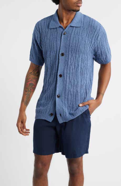 Zefi Salamanca Texture Knit Short Sleeve Button-Up Shirt