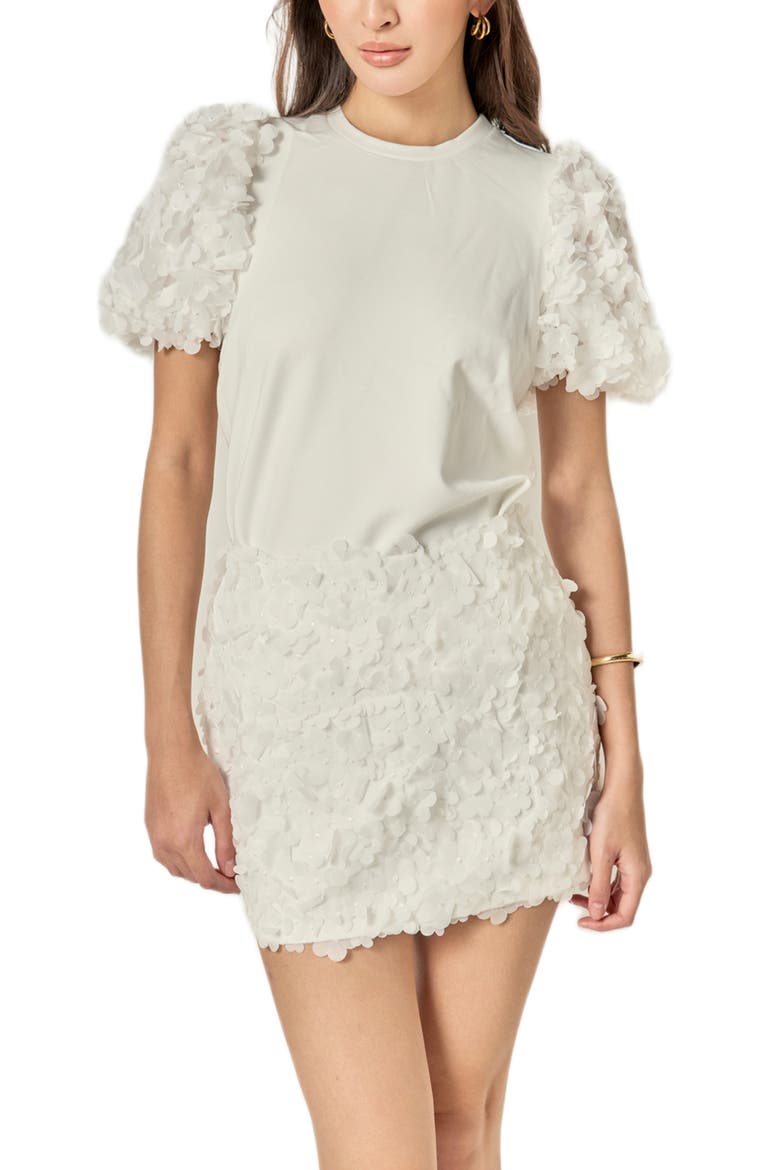 Floral Appliqué Miniskirt, Alternate, color, OFF WHITE