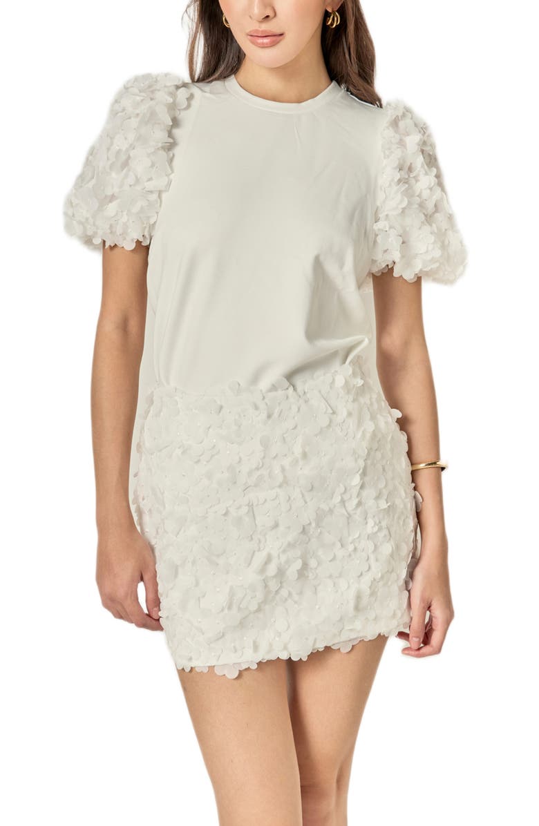 English Factory Floral Appliqué Miniskirt, Alternate, color, Off White