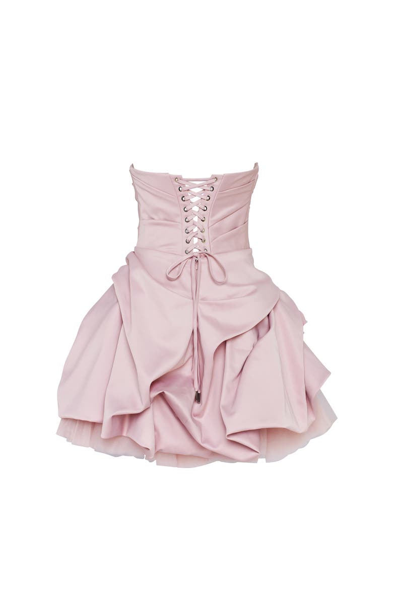 Strapless Rosette Formal Occasion Mini Dress in Misty Rose, Alternate, color, Misty Rose