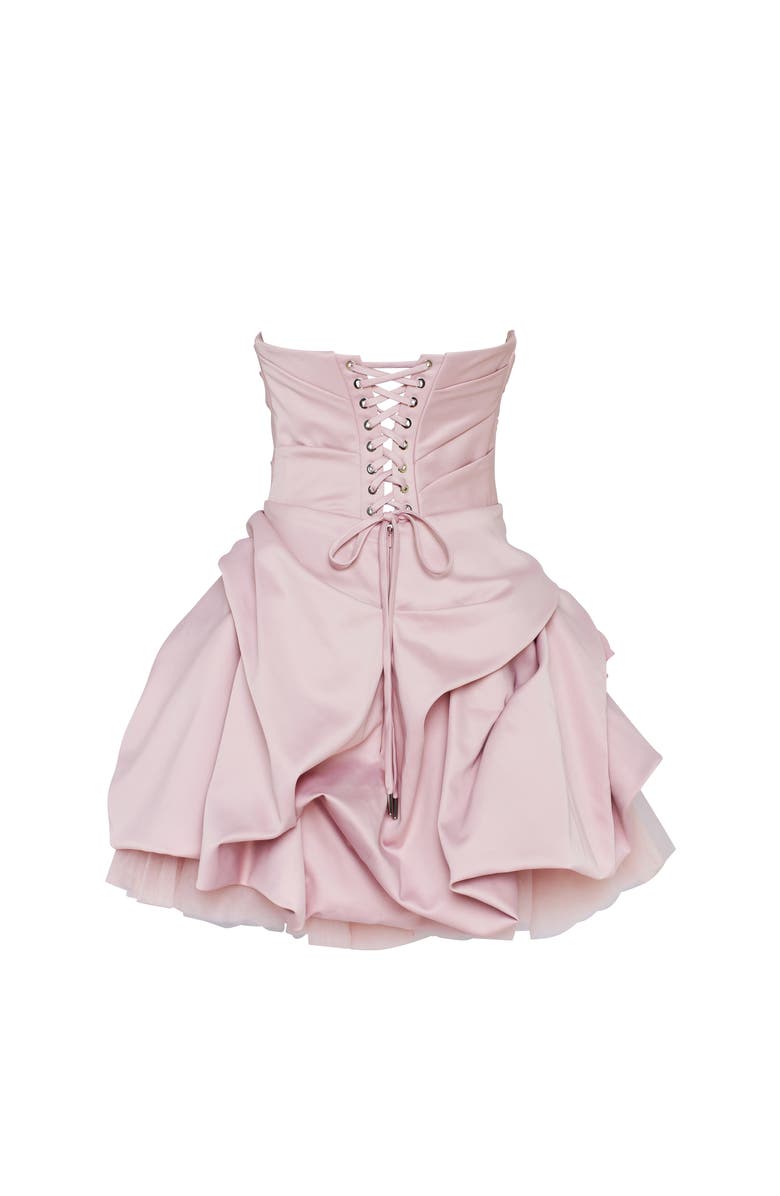 Milla Strapless Rosette Formal Occasion Mini Dress in Misty Rose, Alternate, color, Misty Rose