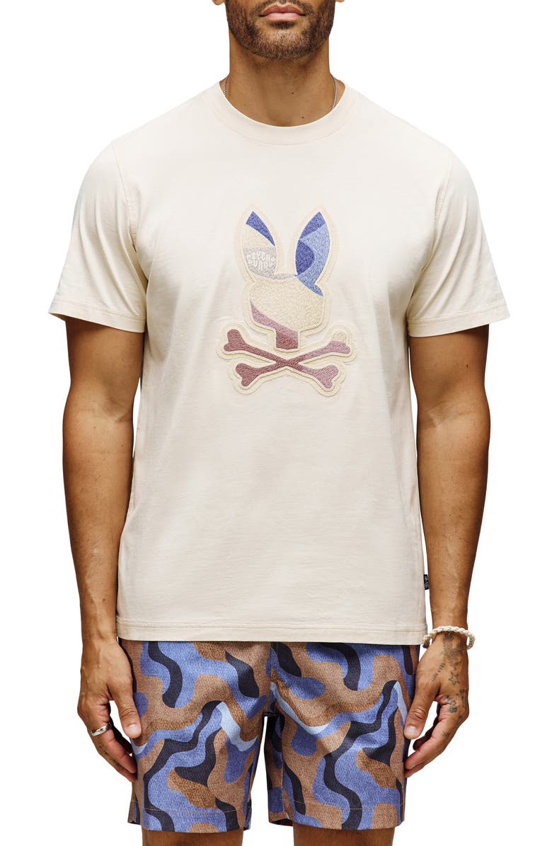 Psycho Bunny Dante Appliqué Graphic T-Shirt, Main, color, White Cap Grey