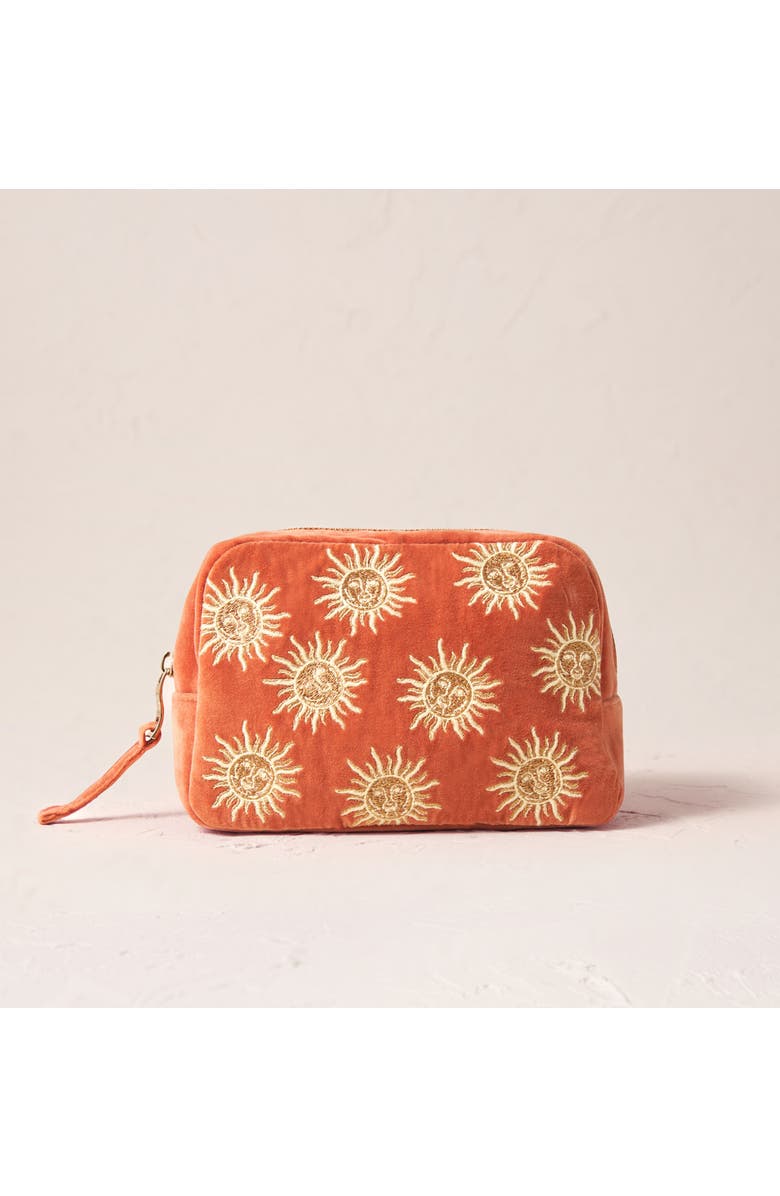 Elizabeth Scarlett Sun Goddess Velvet Makeup Bag, Main, color,