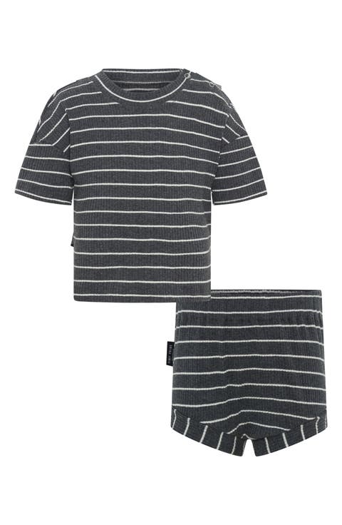 Stripe Cotton Rib T-Shirt & Shorts Set (Baby)