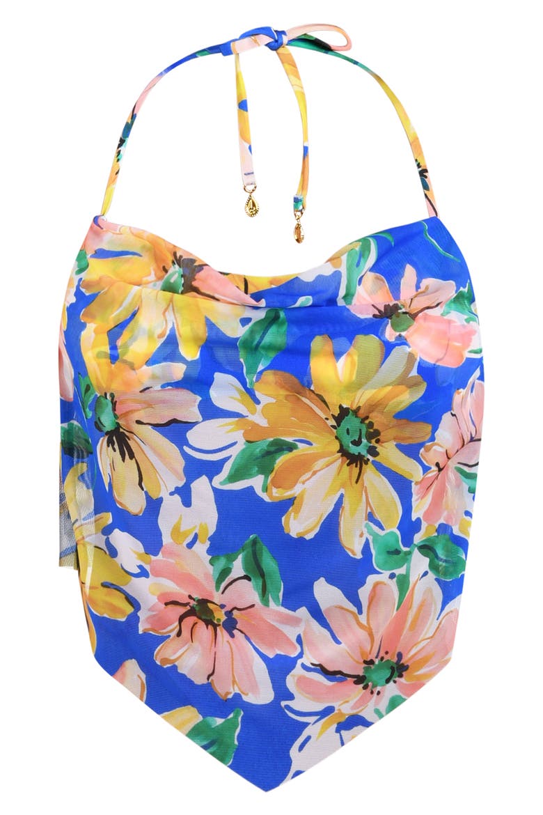 Sunflower Cowl Neck Tankini, Alternate, color, BLUE MULTI