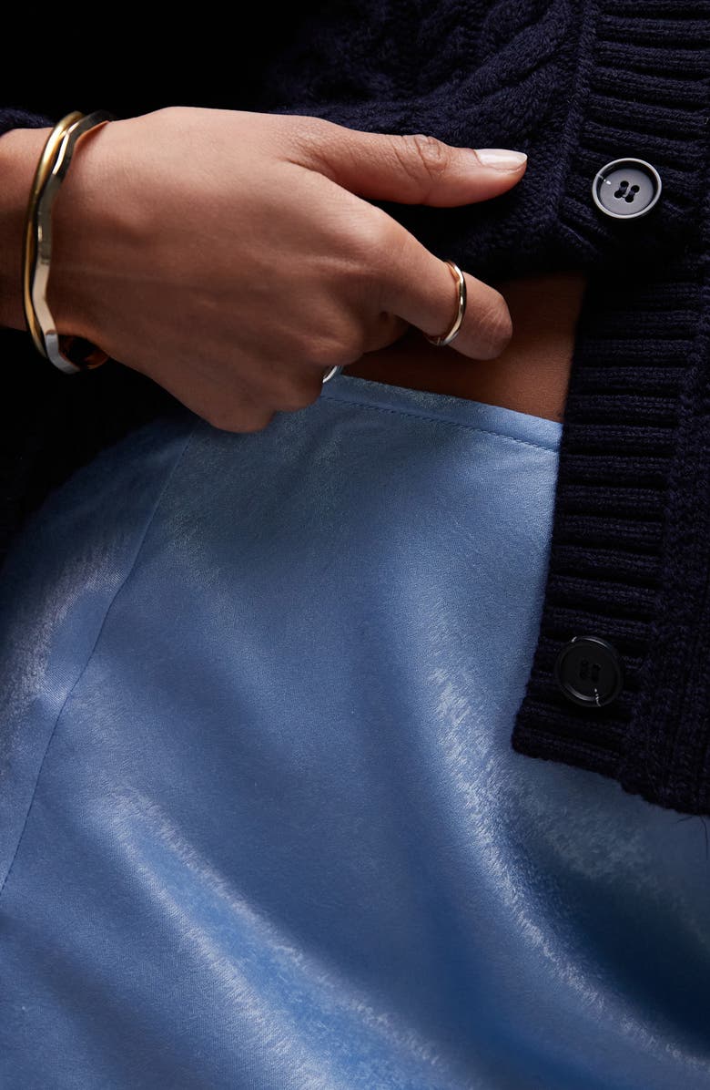 Topshop Lace Trim Satin Miniskirt, Alternate, color, 