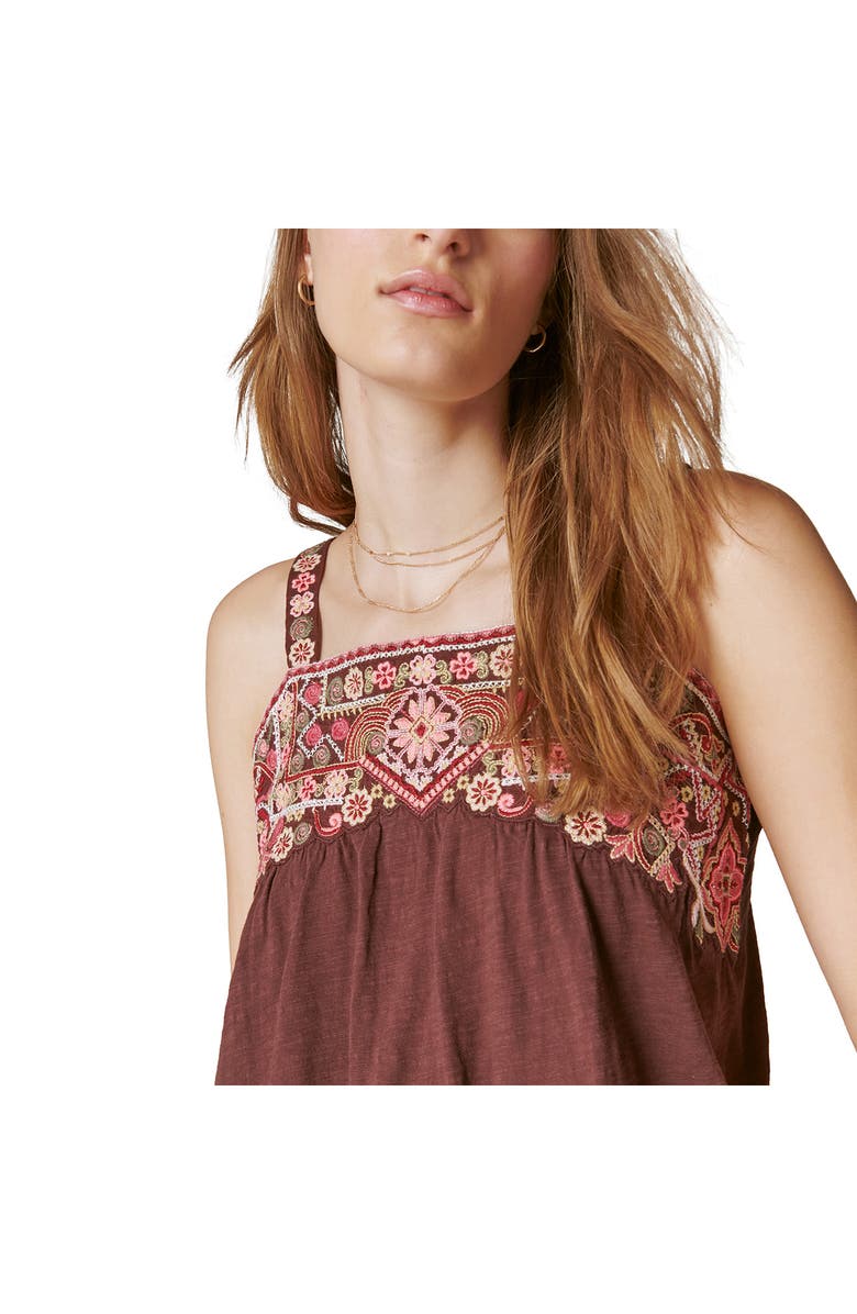 Lucky Brand Embroidered Bubble Tank, Alternate, color, French Roast