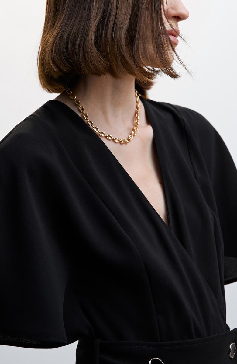 MANGO Button Detail Belted Jumpsuit, Alternate, color,