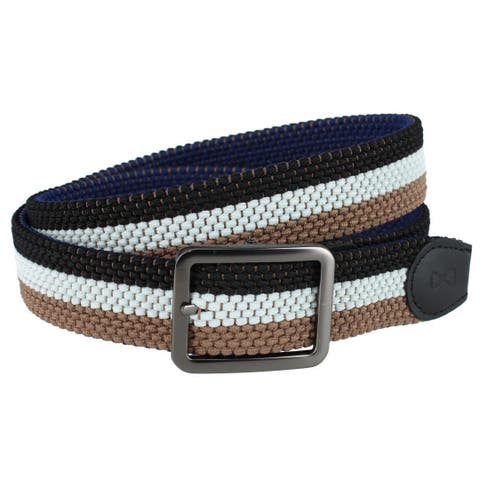 Matias Blue and Kahki Stripe Reversible Braided Casual Golf Belt
