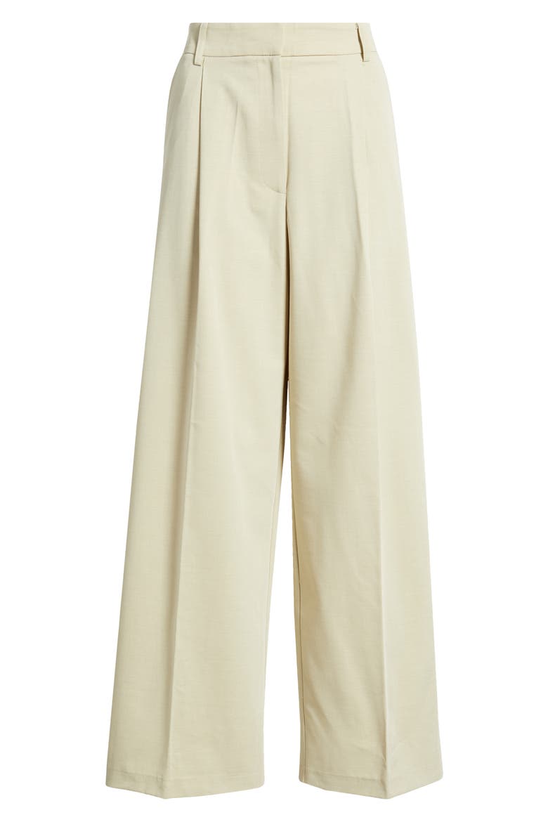 Pleated High Waist Wide Leg Trousers, Alternate, color, BEIGE
