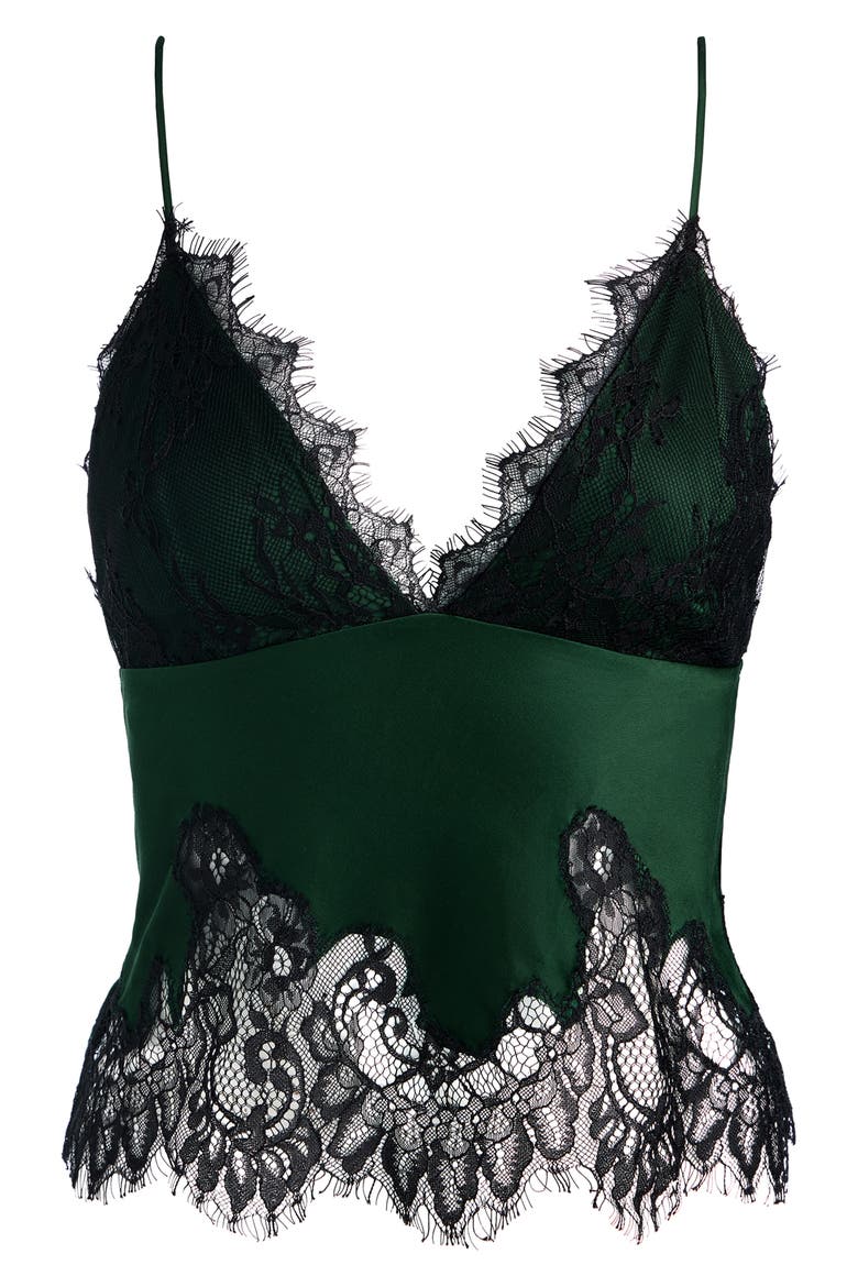 Claudia Lace & Satin Camisole, Alternate, color, GREEN MYSTIQUE/ BLACK