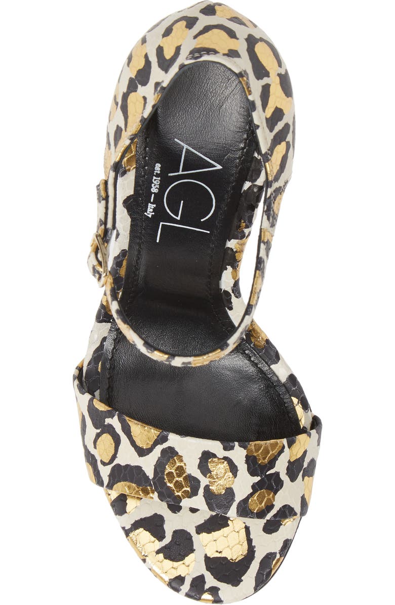 AGL Snake Embossed Leopard Print Sandal, Alternate, color,