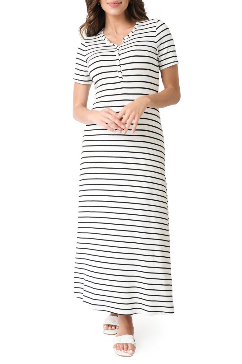 Henley Knit Maxi Dress, Main, color, IVORY BLACK STAR