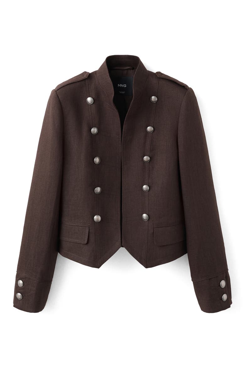 Military Linen Jacket, Alternate, color, CHOCOLATE