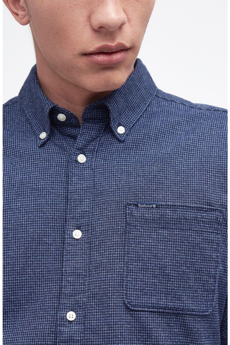 Bannock Check Print Cotton Button-Down Shirt, Alternate, color, NAVY