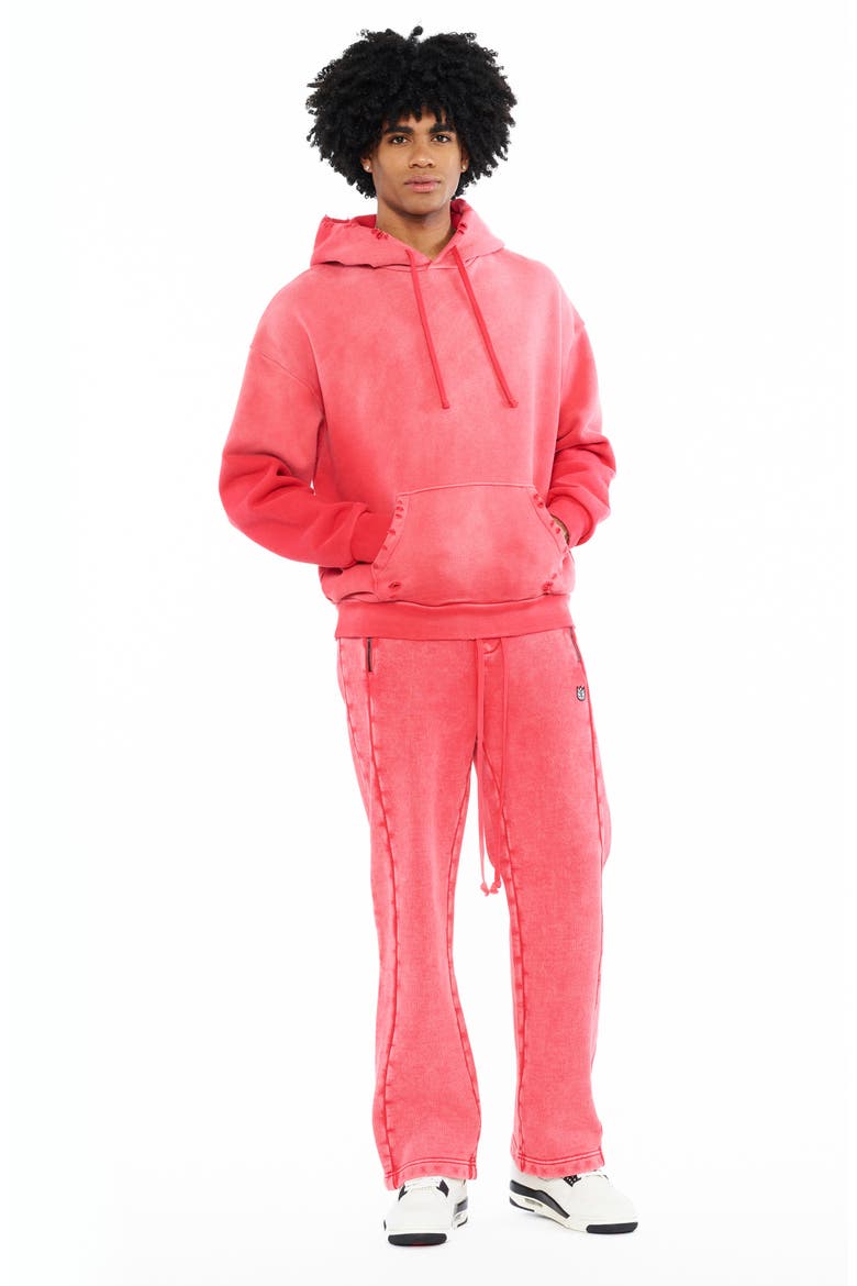 French Terry Distressed Hoodie, Main, color, RACING RED
